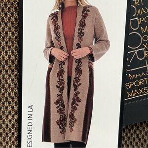 Maxsport Brown Tan (Fall Colors) Long Knit Cardigan with Pockets | Size XL